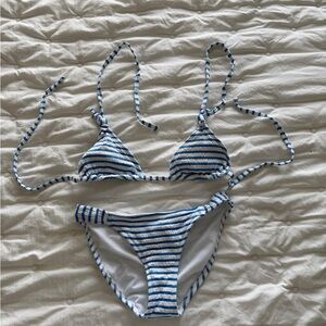 Xhilaration Blue and White Striped Bikini